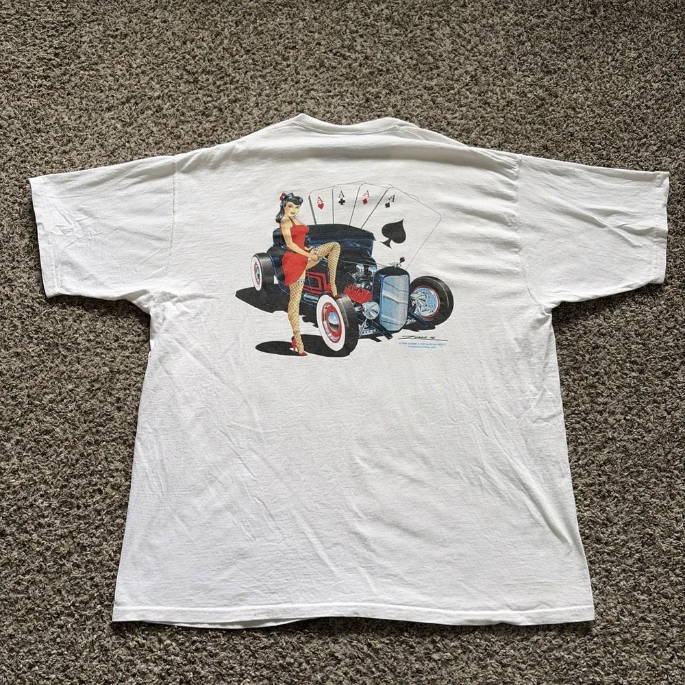 Vintage 1998 Zombie Hotrod Wear T Shirt Playing Card White 2XL Zombie Marcom